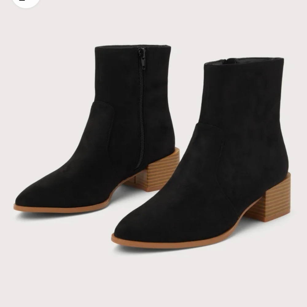 Oakleigh Black Suede Pointed-Toe Ankle Boots